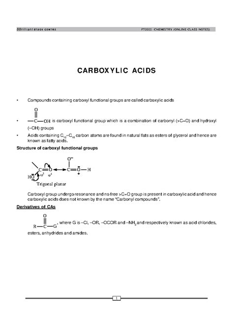 Carboxylic acids - CARBOX Y LI C ACI DS Compounds containing carboxyl ...