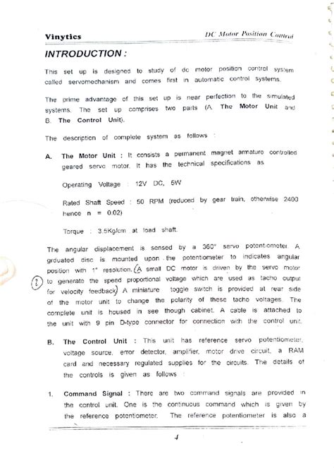 Vinytics DC Motor Position Control - Lecture Notes (Exp1&2) - Studocu
