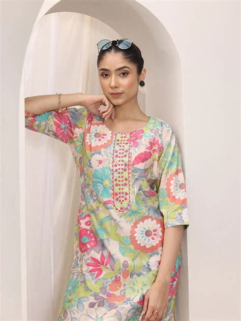 Buy Multi Printed Silk Blend Straight Kurta Online at Rs.1799 | Libas
