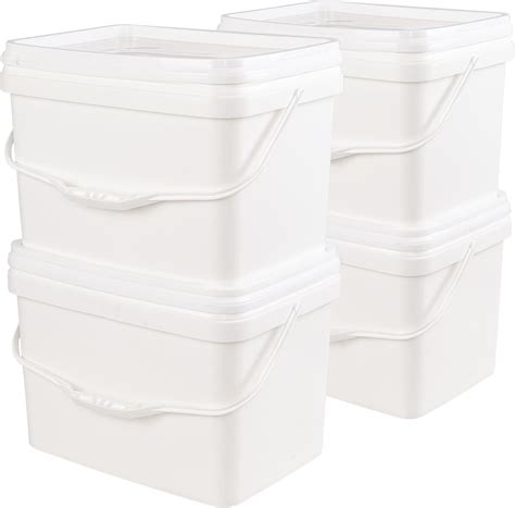 Amazon.com: Hommp 5 Gallon Plastic Square Bucket with Lid for Food ...