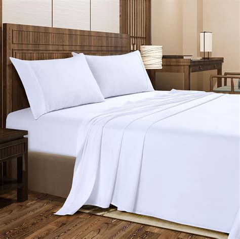 Amazon.com: SereneSleep Full Bed Sheet Set White- 4 Pieces Hotel Luxury ...