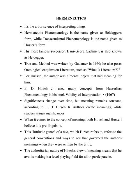Hermeneutics - Lecture notes 1-2 - HERMENEUTICS It's the art or science ...