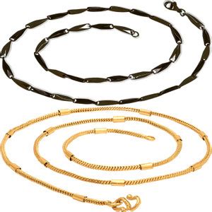 Fashion Frill Stylish Modern Golden Neck Chain Combos Pack of 2 Brass ...