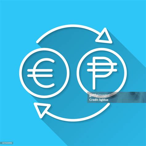Cambio De Divisas Euro Peso Icono Sobre Fondo Azul Diseño Plano Con ...