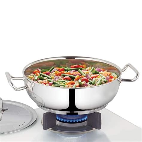 Buy Borosil Stainless Steel Kadhai With Lid, Induction Friendly, Impact ...