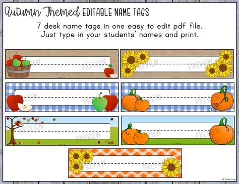Free Fall Name Tags Printables - Printable Free Templates