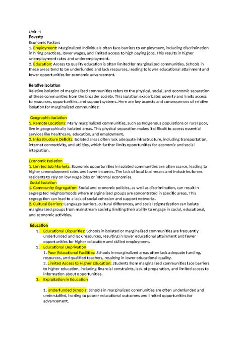 Document - Practicing - Unit - Poverty Economic Factors 1. Employment ...