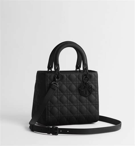 Medium Lady Dior Bag Black Ultramatte Cannage Calfskin | DIOR