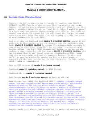 Fillable Online Mazda 3 Workshop Manual. Mazda 3 Workshop Manual Fax ...