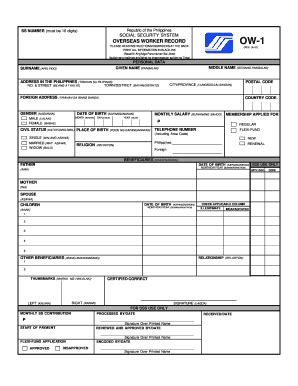 PH SSS OW-1 2001-2026 - Fill and Sign Printable Template Online