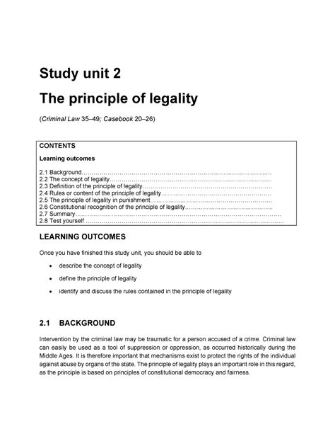 CRW1501 Study Guide Study UNIT 2 - Study unit 2 The principle of ...