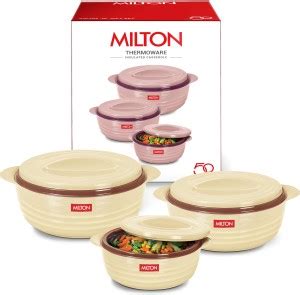 MILTON Aspire Jr. Set Inner Stainless Steel Casseroles Pack of 3 Serve ...