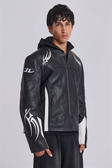 Black Tribal Graphic Moto Leather – Threaded Theory