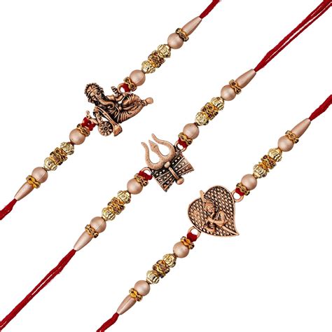 Red & Golden Set of 3 Trishul with Damru, Lord Ganesha, & Lord Krishna ...