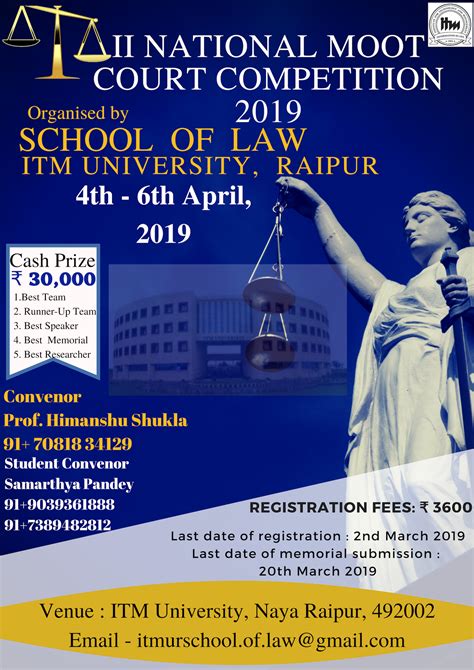 II NATIONAL MOOT COURT COMPETITION, 2019 - ITM University