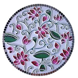 Buy Netra Arts lotus design lippan/mud and mirror work wall plate/art ...