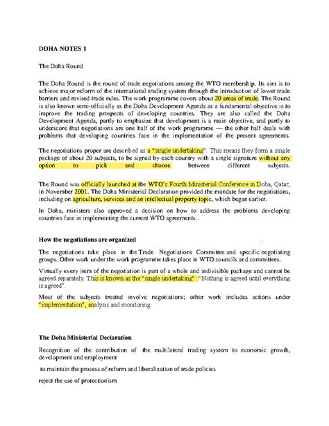 D1 - Lecture Notes on the Doha Development Agenda and Trade ...