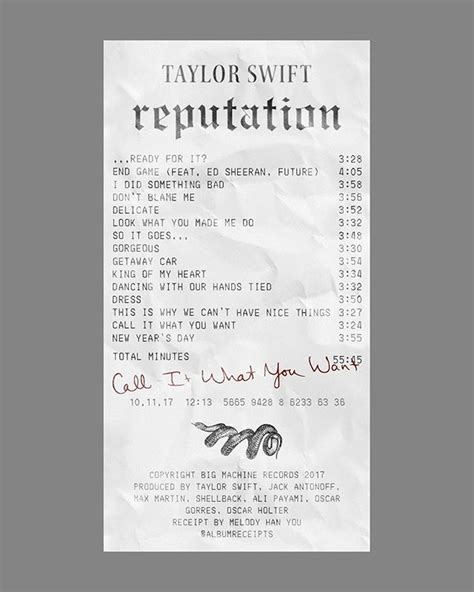 ALBUM RECEIPTS en Instagram: ““reputation” by Taylor Swift ...