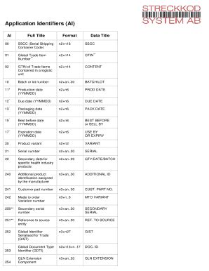 Fillable Online Application Identifier AI - Streckkod Fax Email Print ...