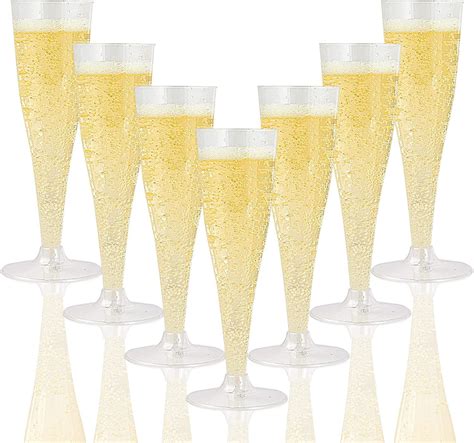 Buy 100 Pack Plastic Champagne Flutes Disposable 4.5 Oz Clear Plastic ...