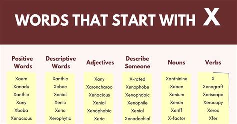 Words that Start with X (X Words in English) • 7ESL