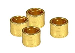 Buy Tango Tabletoppers Faux Leather 4 pc Round Napkin Ring Set-Metallic ...