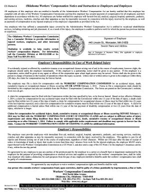 OK Workers' Compensation CC-Form-1A 2014 - Fill and Sign Printable ...