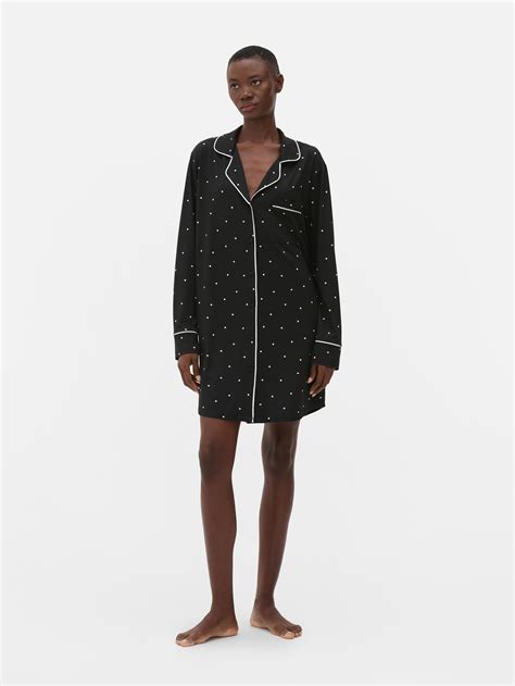Womens Black/White Relaxed Piped Nightshirt | Primark