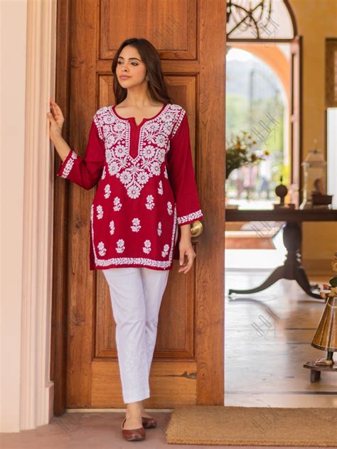 House Of Kari(Chikankari Clothing) - Saba Chikankari Short Kurta in ...