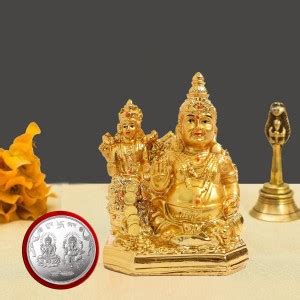 Kitlyn Maa Lakshmi With Kuber God Statue | Laxmi-Ganesh Silver Coin ...