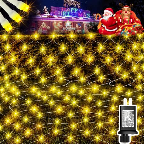 12ft x 5ft Christmas Net Lights, 360 LED Net Lights with 8 Modes ...