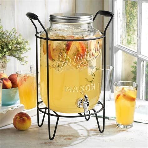 2 Gallon Glass Drink Dispensers For Parties,Original Mason Beverage ...