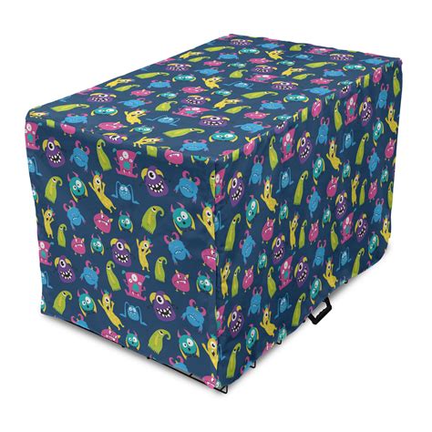 Buy Alien Dog Crate Cover, Colorful Pattern of and Spooky Monsters ...