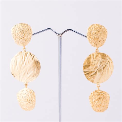 Get Dual-textured Circular Drop Earrings at ₹ 1600 | LBB Shop