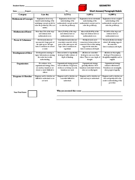 Geometry Project Rubric | PDF | Strategic Management | Rubric (Academic)