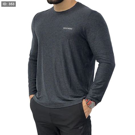 تيشيرت سكيتشرز للرجال لون رمادي غامق