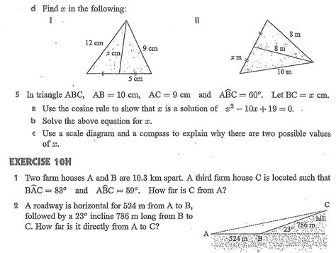 HZCIS Math-Sine Rule and Cosine Rule practice questions (optional)