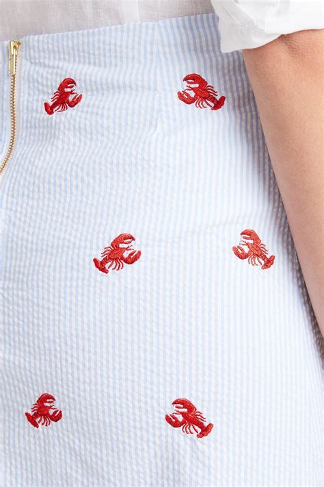 Castaway Ladies Embroidered Ali Skirt Blue Seersucker with Lobster ...