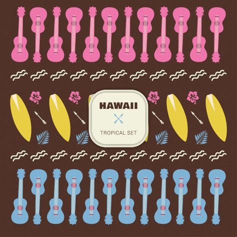 Hawai tropical set elements | Free Vector