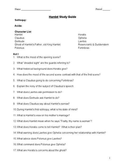 Hamlet Study Guide 的图像结果