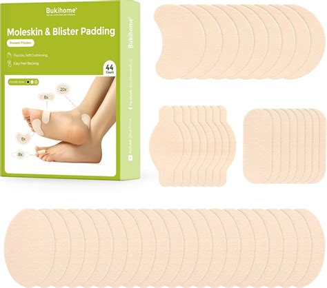 Amazon.com: Bukihome Moleskin Adhesive Pads for Feet - Blister Prevention Tape - Moleskin ...