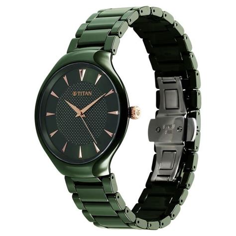 Buy Online Titan Regalia Ceramics Quartz Analog Green Dial Green Color ...