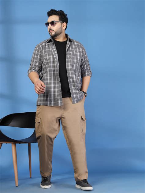 Plus Size Men Relax Fit Mid-Rise Cotton Cargo Trousers