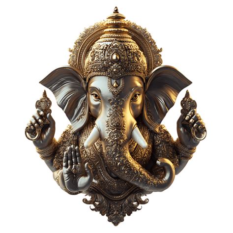 Golden Lord Ganesha Statue With Intricate Carvings, Lord Ganesha ...