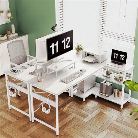 Buy ODK L Shaped Computer Desk with Storage Shelves, 58 inch L-Shaped ...