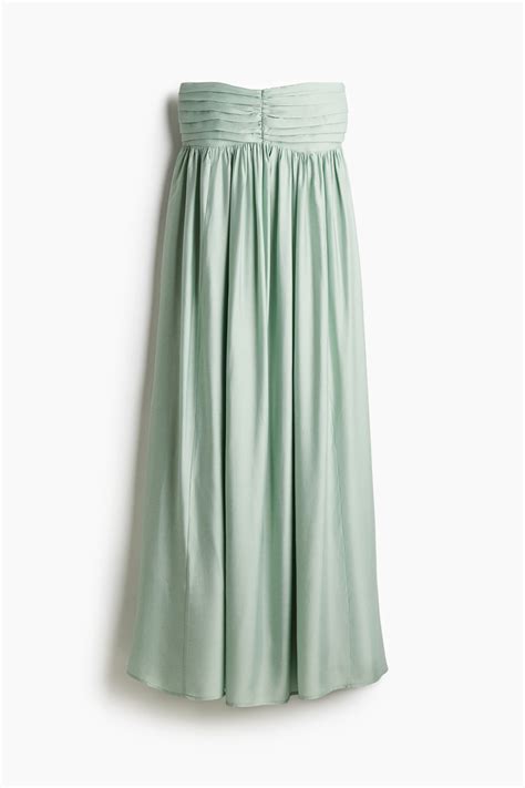 Pleated bandeau dress - Light green - Ladies | H&M IN