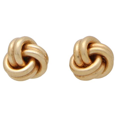 14 Karat Yellow Gold Woven Love Knot Twist Pearl Stud Earrings at ...