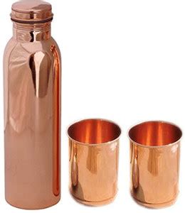 R S Royal Pure Copper 1 Litre Water Bottle with 2 Copper Glass(1000 ML ...