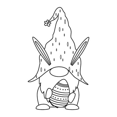 Gnome de Pâques vectoriel avec livre de coloriage de contour d'oeuf ...