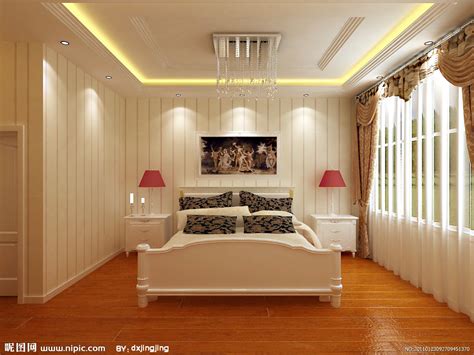 简约欧式风格卧室米色墙纸装修效果图-房天下装修效果图